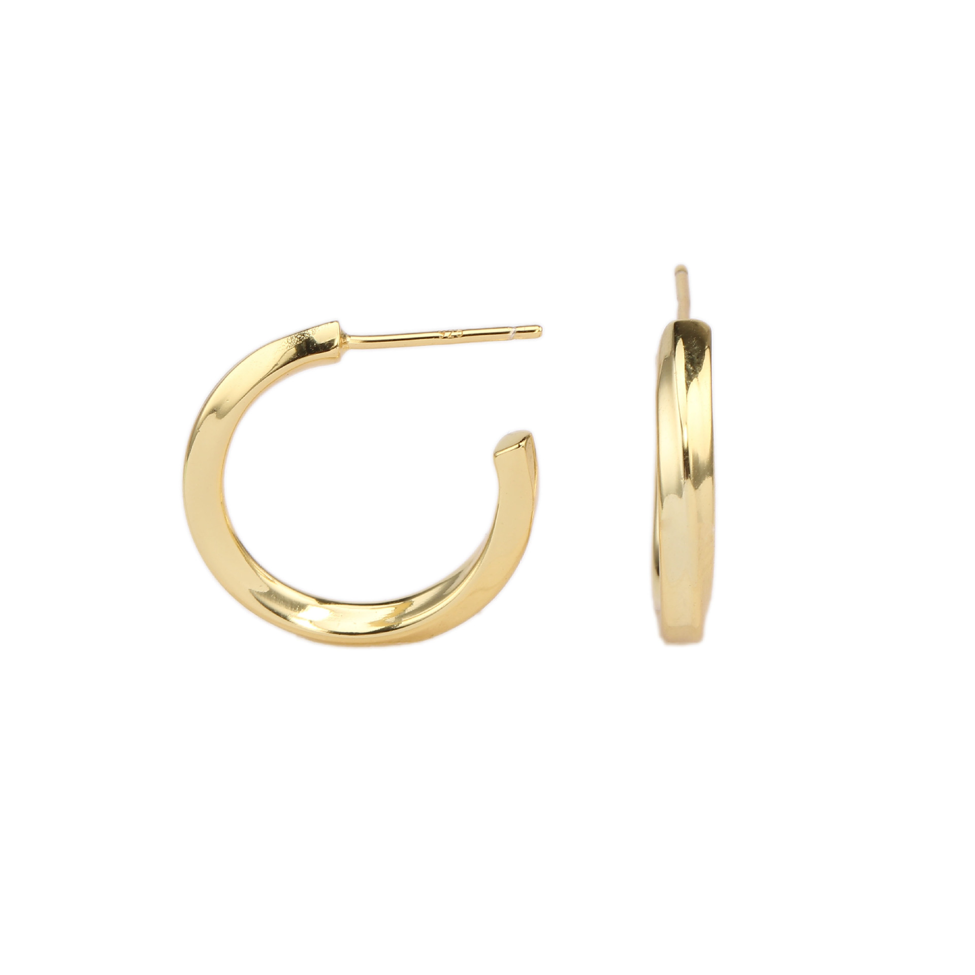 1 Pair Simple Style Solid Color Plating Sterling Silver Gold Plated Ear Studs display picture 1