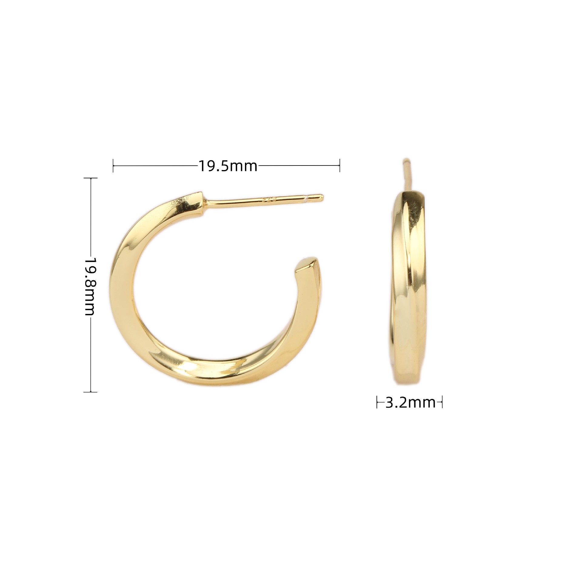 1 Pair Simple Style Solid Color Plating Sterling Silver Gold Plated Ear Studs display picture 2