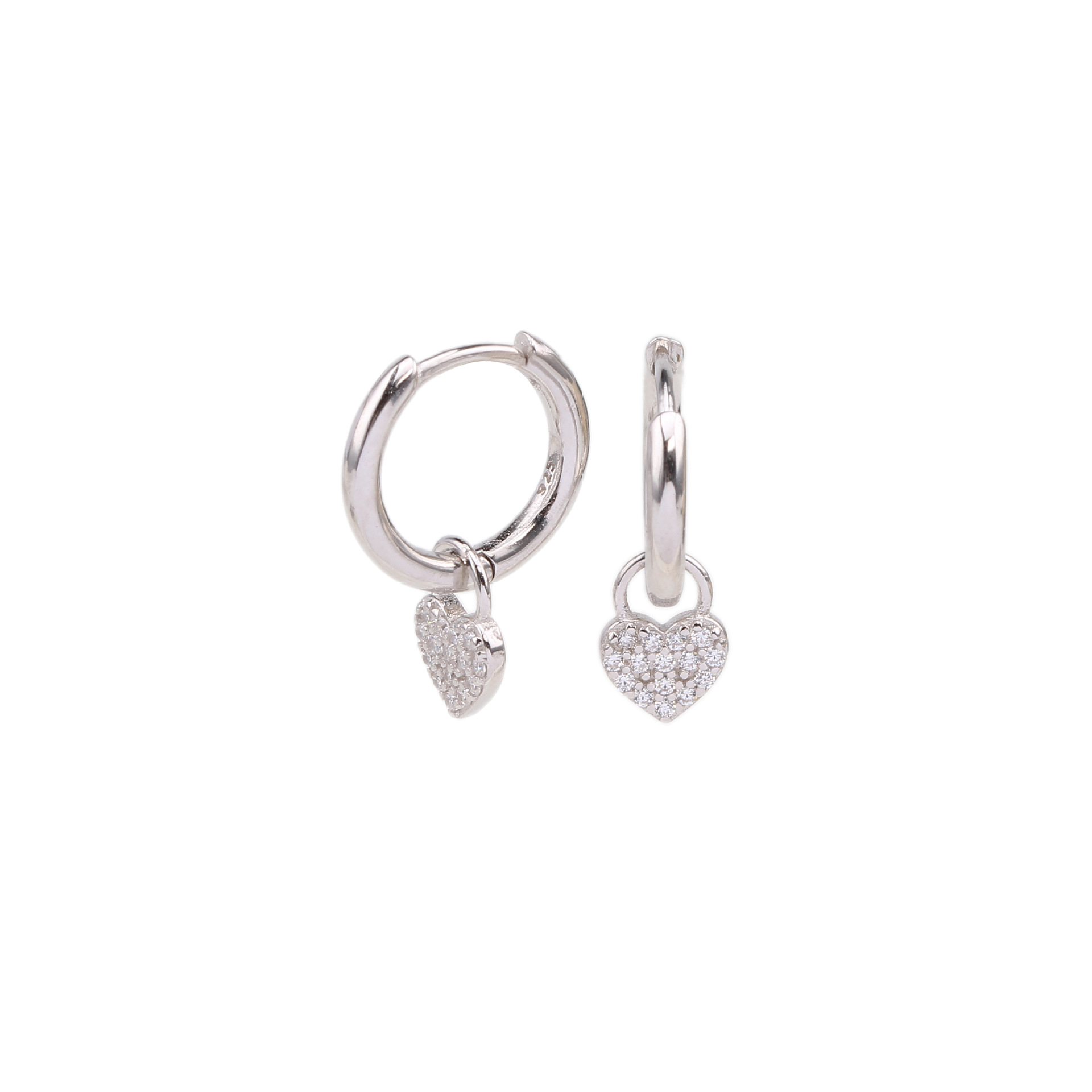 1 Pair Simple Style Heart Shape Inlay Sterling Silver Gem Drop Earrings display picture 3