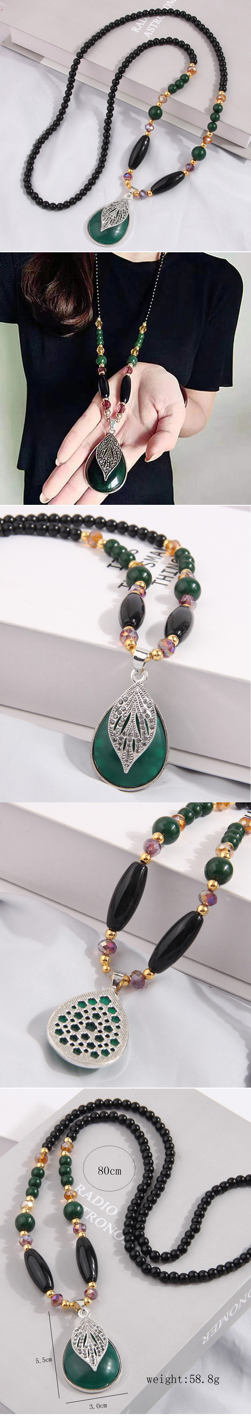 Retro Water Droplets Alloy Inlay Resin Women's Pendant Necklace display picture 1