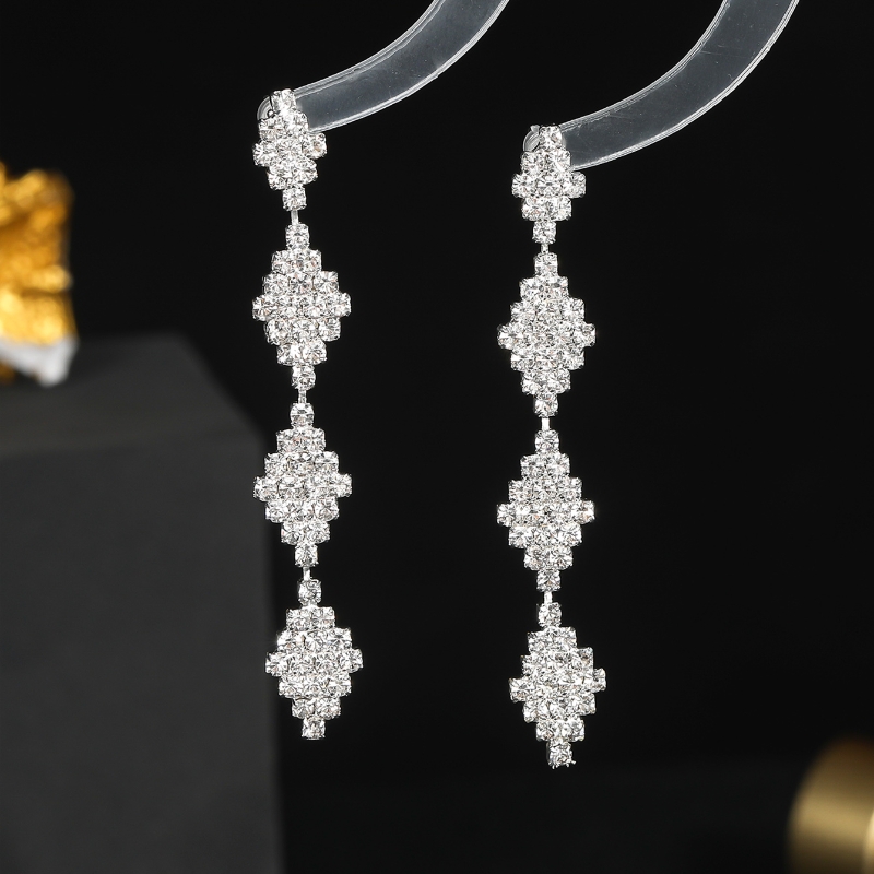 Wholesale Jewelry Sweet Heart Shape Rhinestone Rhinestones Silver Plated Plating Inlay Drop Earrings display picture 5