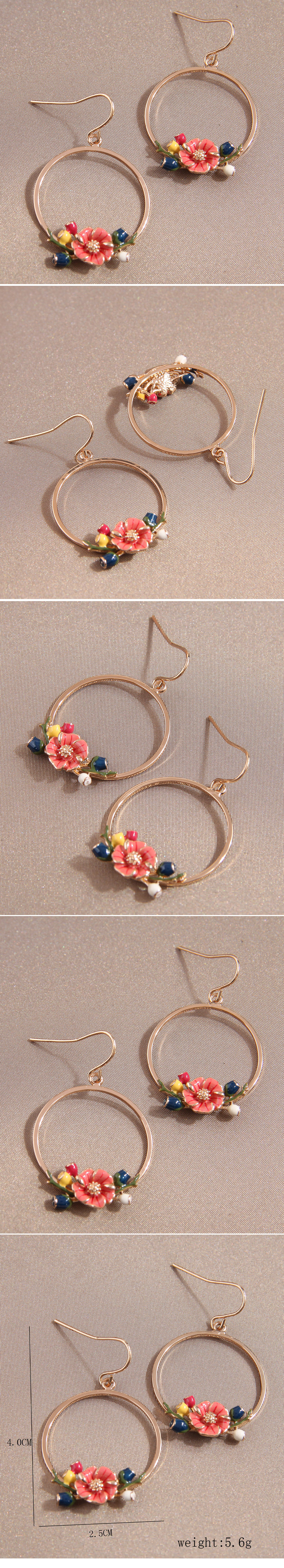 Wholesale Jewelry Sweet Simple Style Flower Alloy Enamel Drop Earrings display picture 1