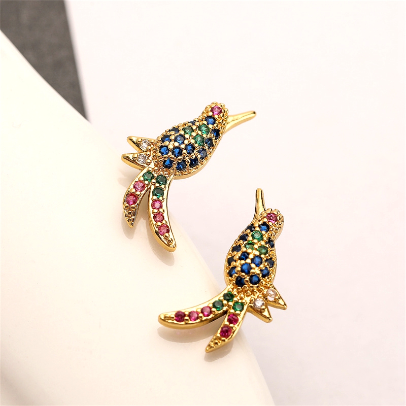1 Pair Elegant Streetwear Water Droplets Snake Plating Inlay Copper Zircon Gold Plated Ear Studs display picture 10