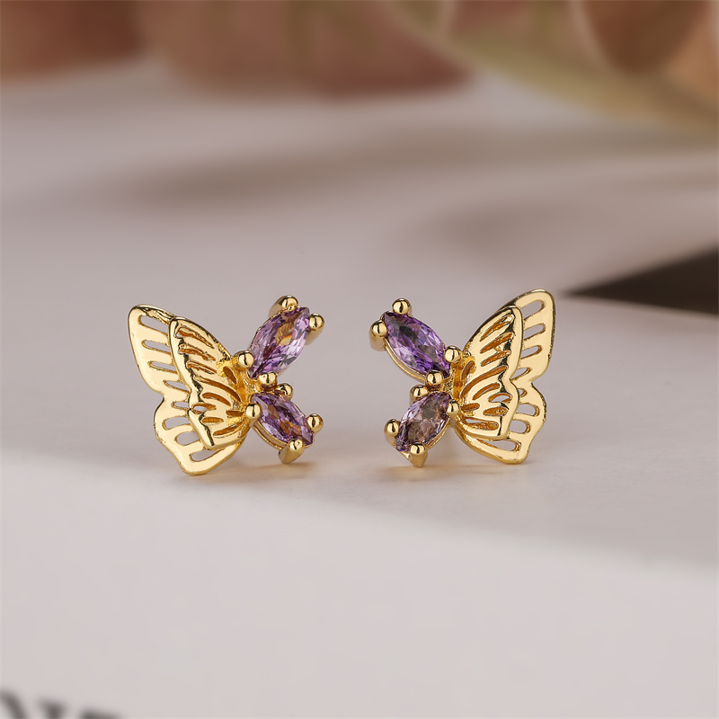 1 Pair Elegant Streetwear Water Droplets Snake Plating Inlay Copper Zircon Gold Plated Ear Studs display picture 7