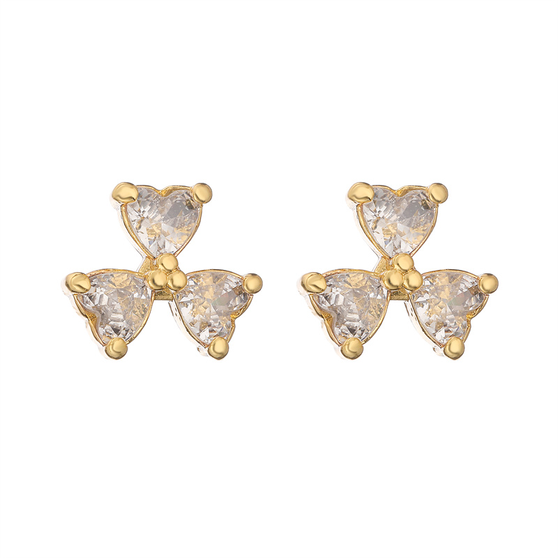 1 Pair Elegant Streetwear Cross Plating Inlay Copper Zircon Gold Plated Ear Studs display picture 27