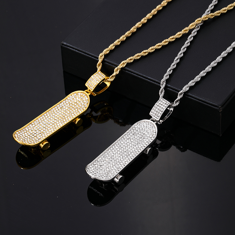 Hip-Hop Vintage Style Rock Skateboard 304 Stainless Steel Copper Plating Inlay Zircon Men'S Pendant Necklace display picture 1