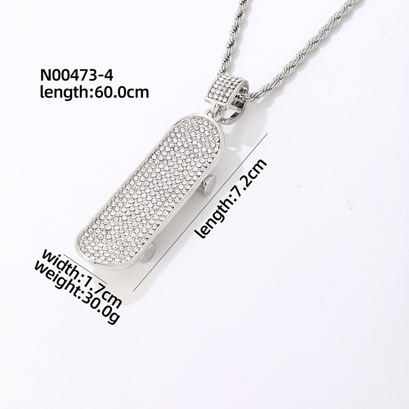 Hip-Hop Vintage Style Rock Skateboard 304 Stainless Steel Copper Plating Inlay Zircon Men'S Pendant Necklace display picture 5