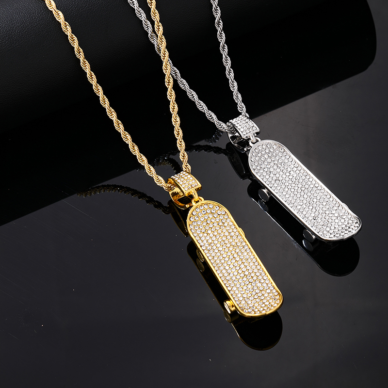 Hip-Hop Vintage Style Rock Skateboard 304 Stainless Steel Copper Plating Inlay Zircon Men'S Pendant Necklace display picture 2