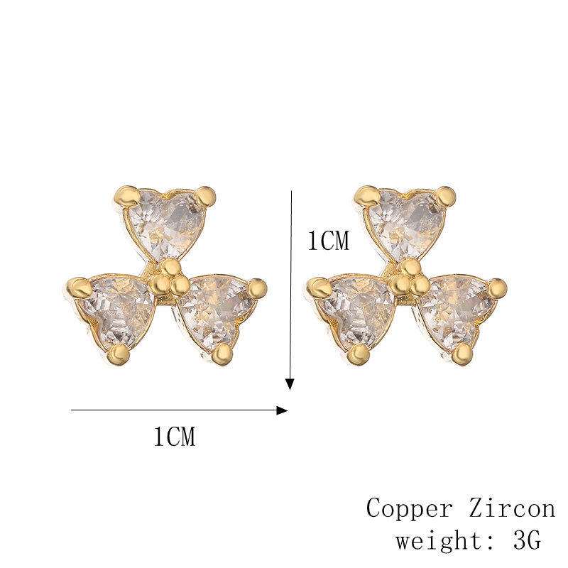 1 Pair Elegant Streetwear Cross Plating Inlay Copper Zircon Gold Plated Ear Studs display picture 3