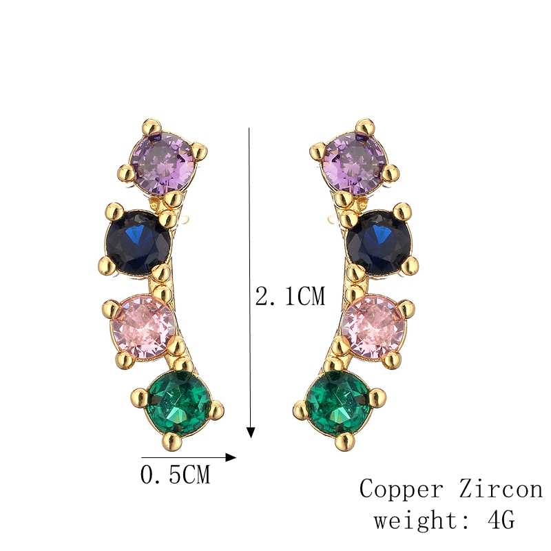 1 Pair Elegant Streetwear Cross Plating Inlay Copper Zircon Gold Plated Ear Studs display picture 2
