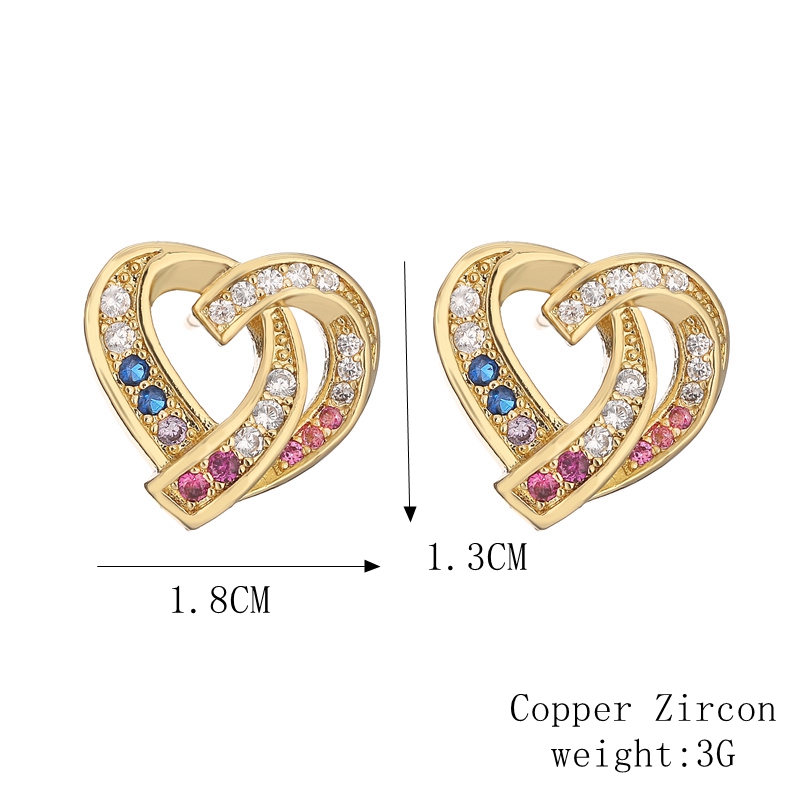 1 Pair Elegant Streetwear Cross Plating Inlay Copper Zircon Gold Plated Ear Studs display picture 4