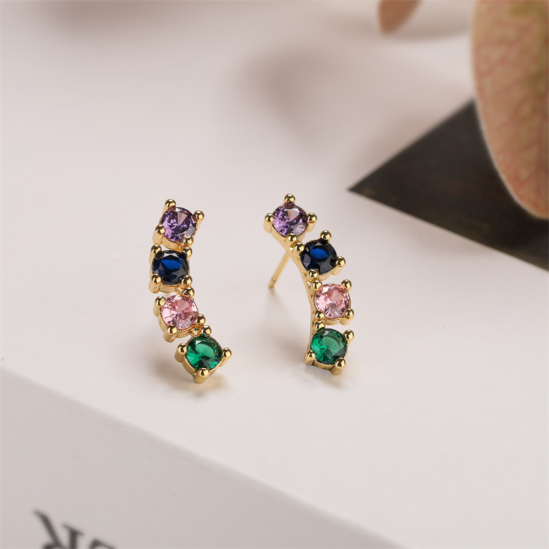 1 Pair Elegant Streetwear Cross Plating Inlay Copper Zircon Gold Plated Ear Studs display picture 7