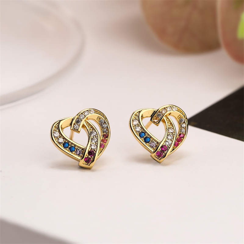 1 Pair Elegant Streetwear Cross Plating Inlay Copper Zircon Gold Plated Ear Studs display picture 9