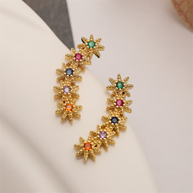 1 Pair Elegant Streetwear Cross Plating Inlay Copper Zircon Gold Plated Ear Studs display picture 21