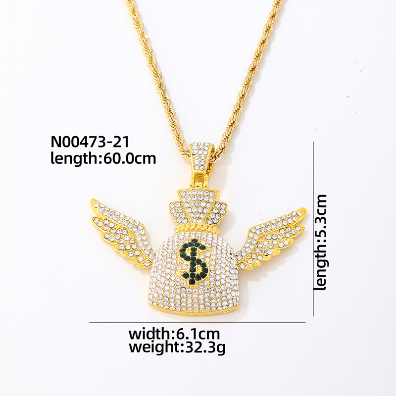 Hip Hop Style Vintage Roche Bourse Acier Inoxydable Alliage Placage Incruster Zircon Plaqué Or K Plaqué Rhodium Hommes Pendentif display picture 8