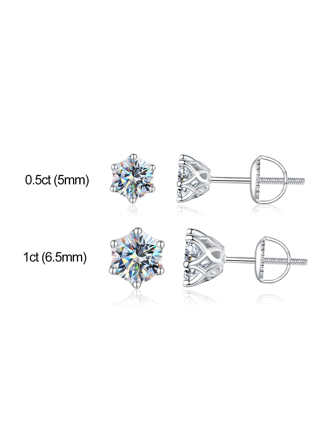 Brillant Rond Argent Sterling Incruster Moissanite Boucles D'oreilles display picture 1