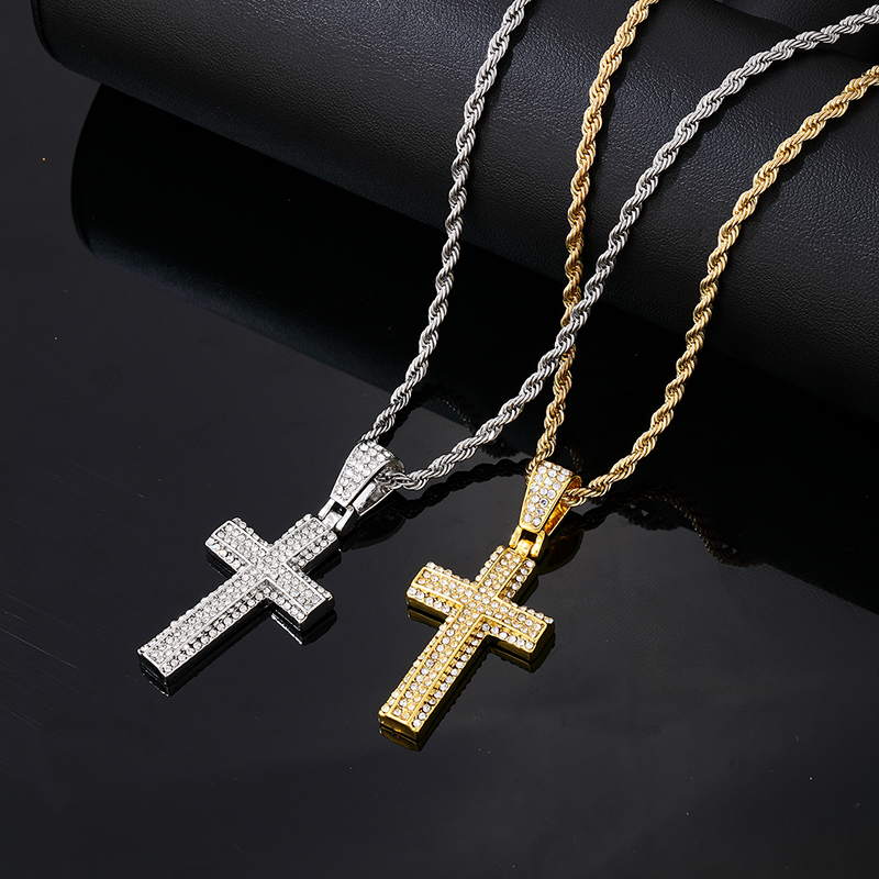 Hip-hop Vintage Style Rock Cross Stainless Steel Alloy Plating Inlay Zircon Gold Plated Silver Plated Men's Pendant Necklace display picture 1