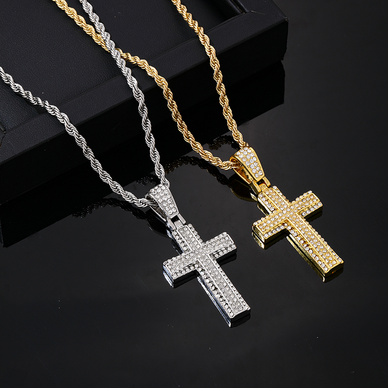 Hip-hop Vintage Style Rock Cross Stainless Steel Alloy Plating Inlay Zircon Gold Plated Silver Plated Men's Pendant Necklace display picture 2