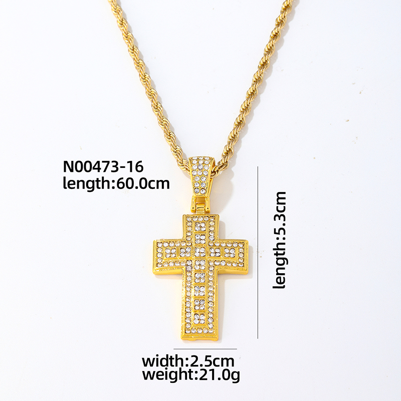 Hip-hop Vintage Style Rock Cross Stainless Steel Alloy Plating Inlay Zircon Gold Plated Silver Plated Men's Pendant Necklace display picture 6