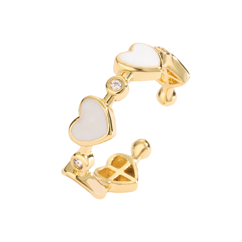 Luxurious Heart Shape Copper Plating Inlay Zircon Gold Plated Open Rings display picture 11