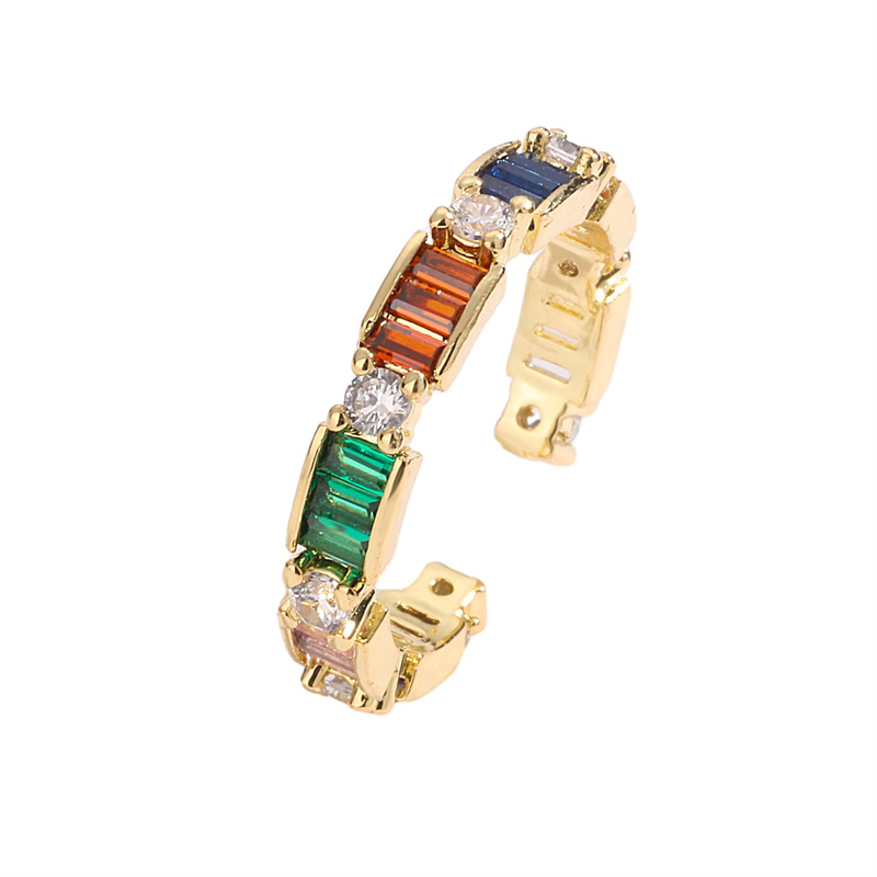 Luxuriös Herzform Kupfer Überzug Inlay Zirkon Vergoldet Offener Ring display picture 9