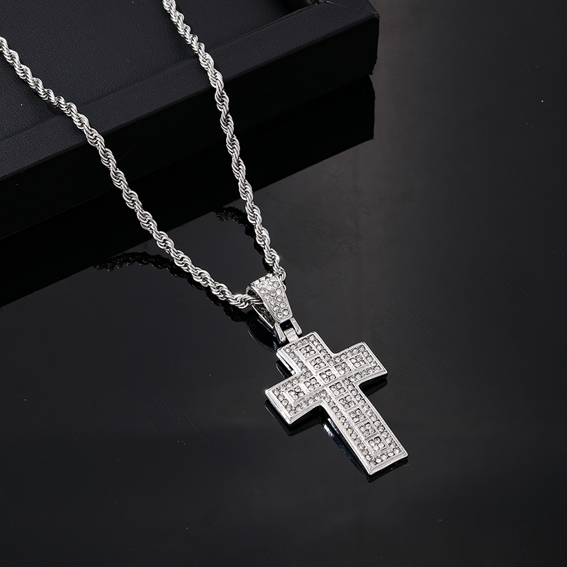 Hip-hop Vintage Style Rock Cross Stainless Steel Alloy Plating Inlay Zircon Gold Plated Silver Plated Men's Pendant Necklace display picture 3