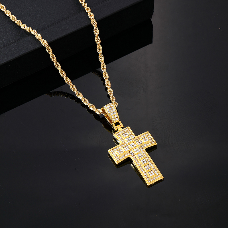 Hip-hop Vintage Style Rock Cross Stainless Steel Alloy Plating Inlay Zircon Gold Plated Silver Plated Men's Pendant Necklace display picture 4