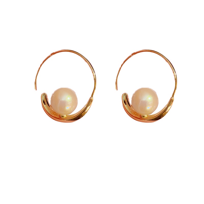 1 Paire Dame Cercle Placage Incruster Alliage Perles Artificielles Plaqué Or Des Boucles D'oreilles display picture 5