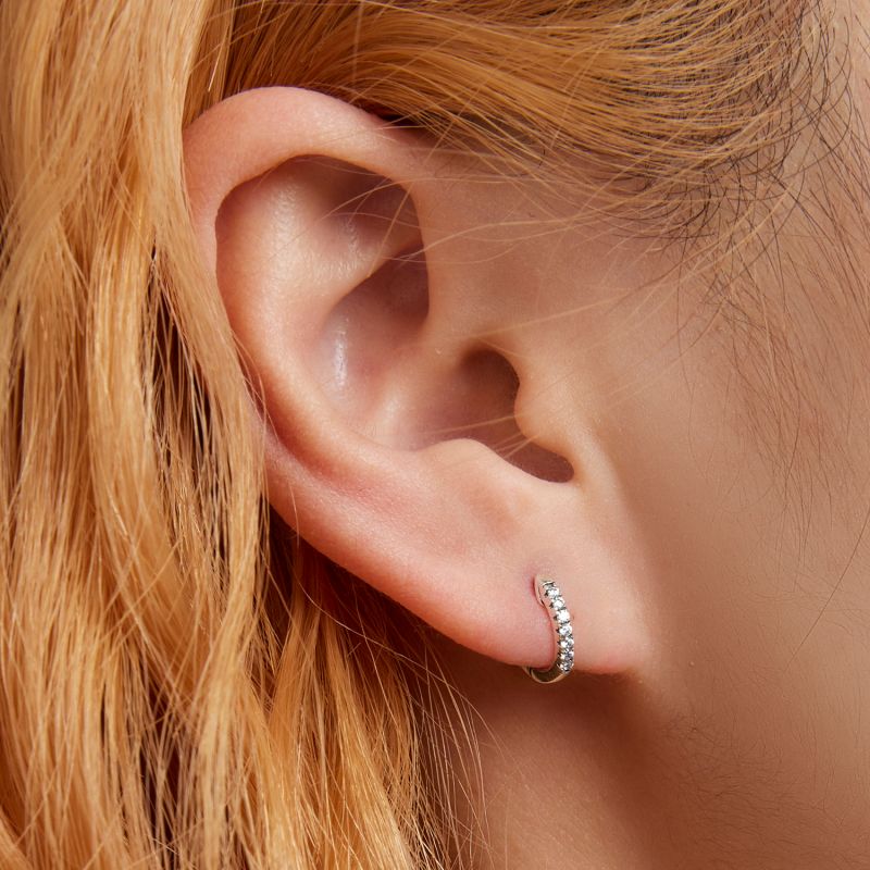 1 Pair Simple Style Round Plating Inlay Sterling Silver Zircon Silver Plated Hoop Earrings display picture 3