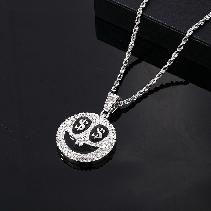 Hip-hop Vintage Style Rock Smiley Face Stainless Steel Alloy Plating Inlay Zircon Gold Plated Silver Plated Men's Pendant Necklace display picture 3