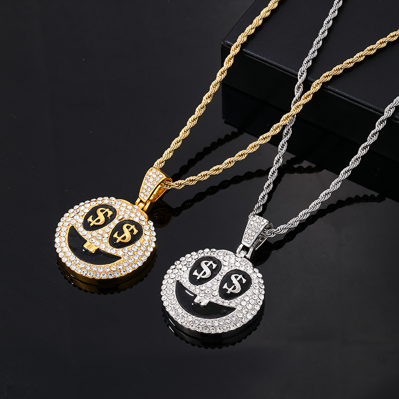 Hip-hop Vintage Style Rock Smiley Face Stainless Steel Alloy Plating Inlay Zircon Gold Plated Silver Plated Men's Pendant Necklace display picture 1