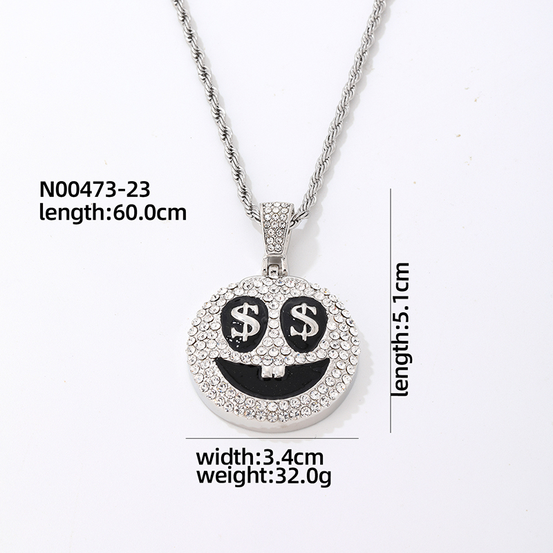Hip-hop Vintage Style Rock Smiley Face Stainless Steel Alloy Plating Inlay Zircon Gold Plated Silver Plated Men's Pendant Necklace display picture 8