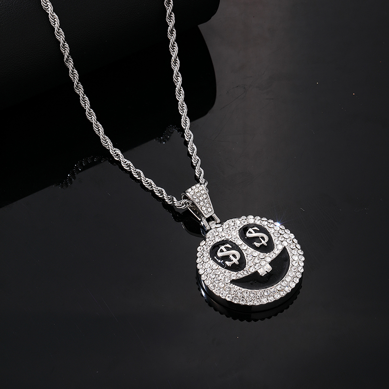 Hip-hop Vintage Style Rock Smiley Face Stainless Steel Alloy Plating Inlay Zircon Gold Plated Silver Plated Men's Pendant Necklace display picture 5