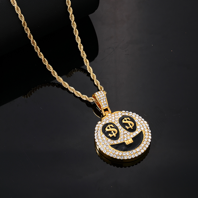 Hip-hop Vintage Style Rock Smiley Face Stainless Steel Alloy Plating Inlay Zircon Gold Plated Silver Plated Men's Pendant Necklace display picture 6