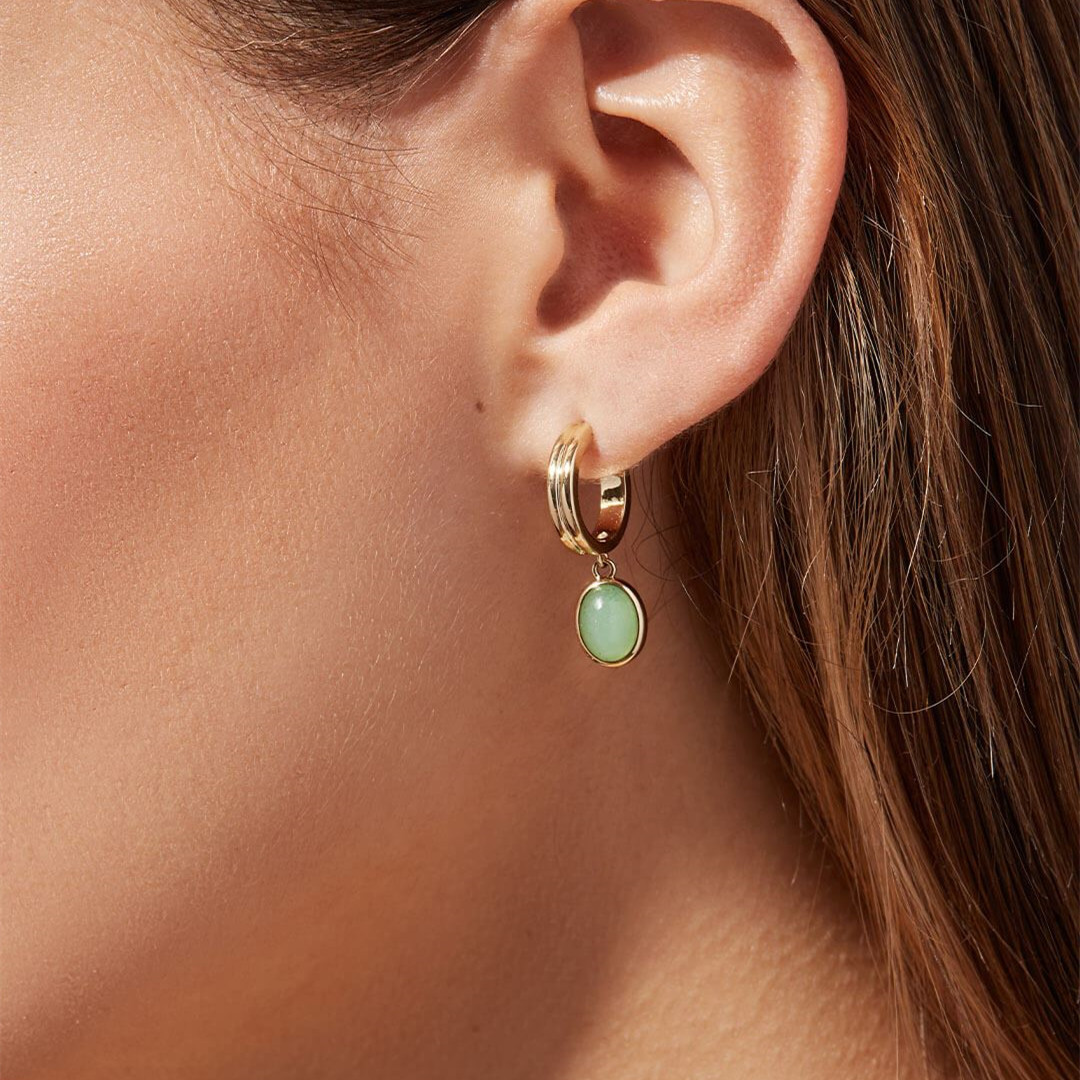 Green Aventurine Earrings New Retro Simple Gemstone Eardrops Earrings Stud Earrings Fashion Design display picture 4