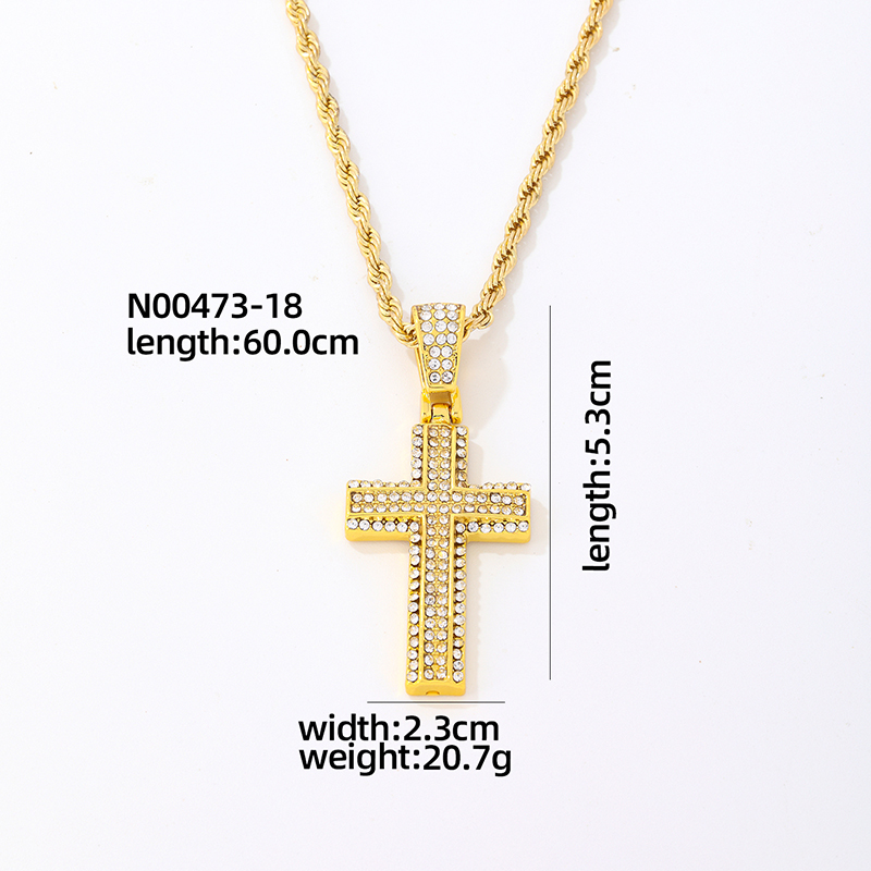 Hip-hop Vintage Style Rock Cross Stainless Steel Alloy Plating Inlay Zircon Gold Plated Silver Plated Men's Pendant Necklace display picture 7