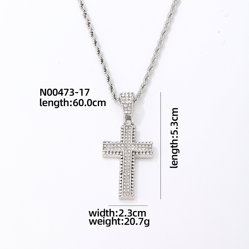 Hip-hop Vintage Style Rock Cross Stainless Steel Alloy Plating Inlay Zircon Gold Plated Silver Plated Men's Pendant Necklace display picture 8
