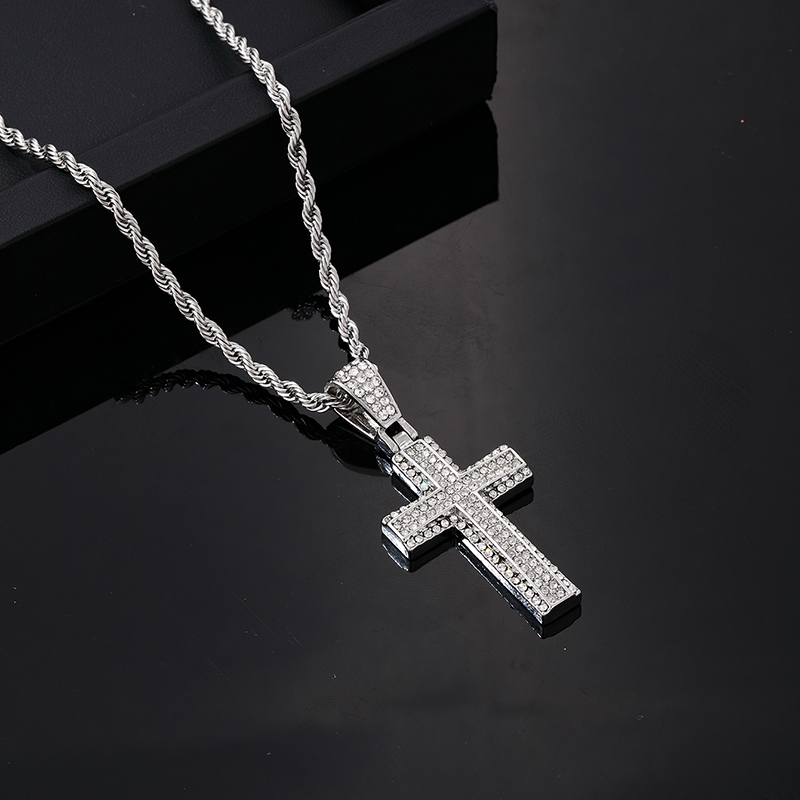 Hip-hop Vintage Style Rock Cross Stainless Steel Alloy Plating Inlay Zircon Gold Plated Silver Plated Men's Pendant Necklace display picture 5