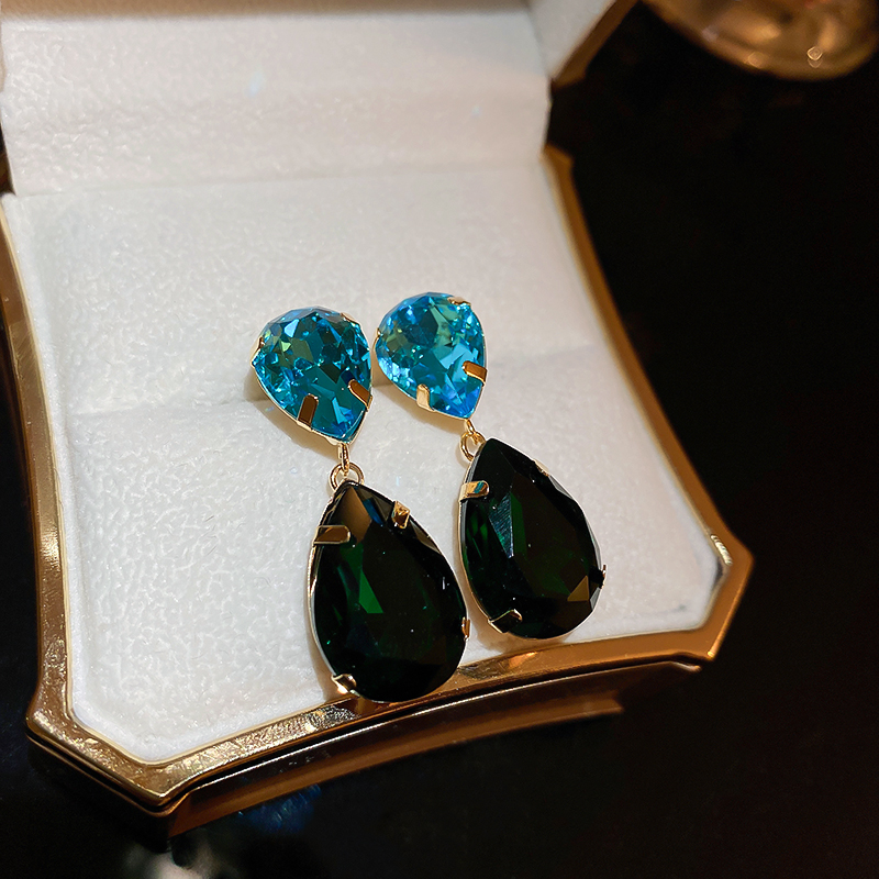 1 Pair Sweet Water Droplets Inlay Alloy Rhinestones Drop Earrings display picture 2