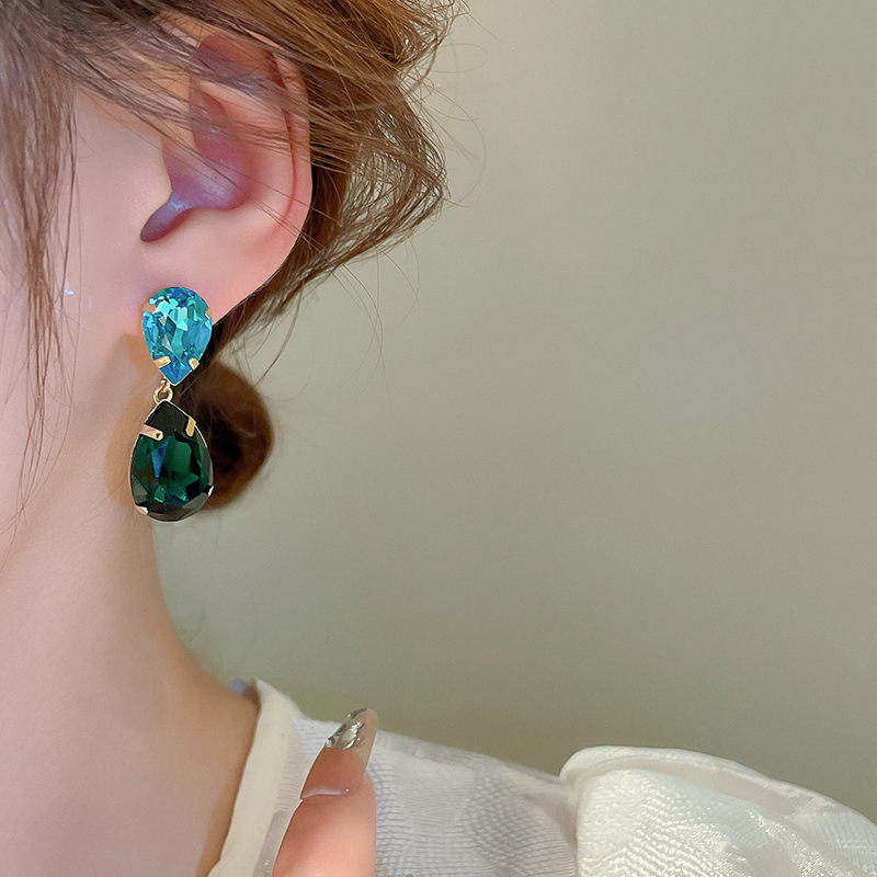 1 Pair Sweet Water Droplets Inlay Alloy Rhinestones Drop Earrings display picture 5