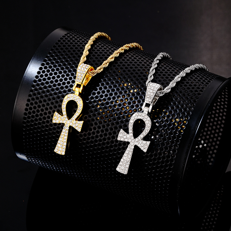 Wholesale Hip-Hop Vintage Style Rock Cross 304 Stainless Steel Copper Plating Inlay Zircon Pendant Necklace display picture 2