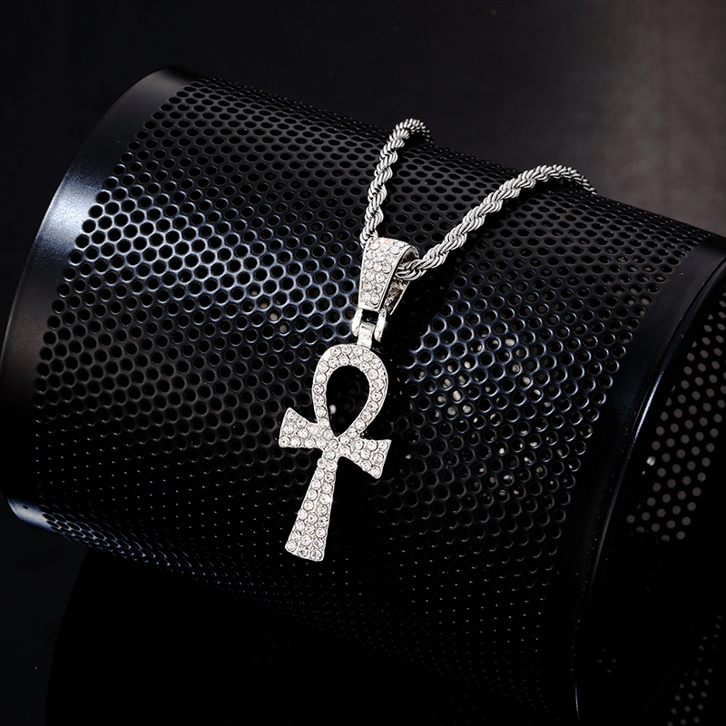 Wholesale Hip-Hop Vintage Style Rock Cross 304 Stainless Steel Copper Plating Inlay Zircon Pendant Necklace display picture 4