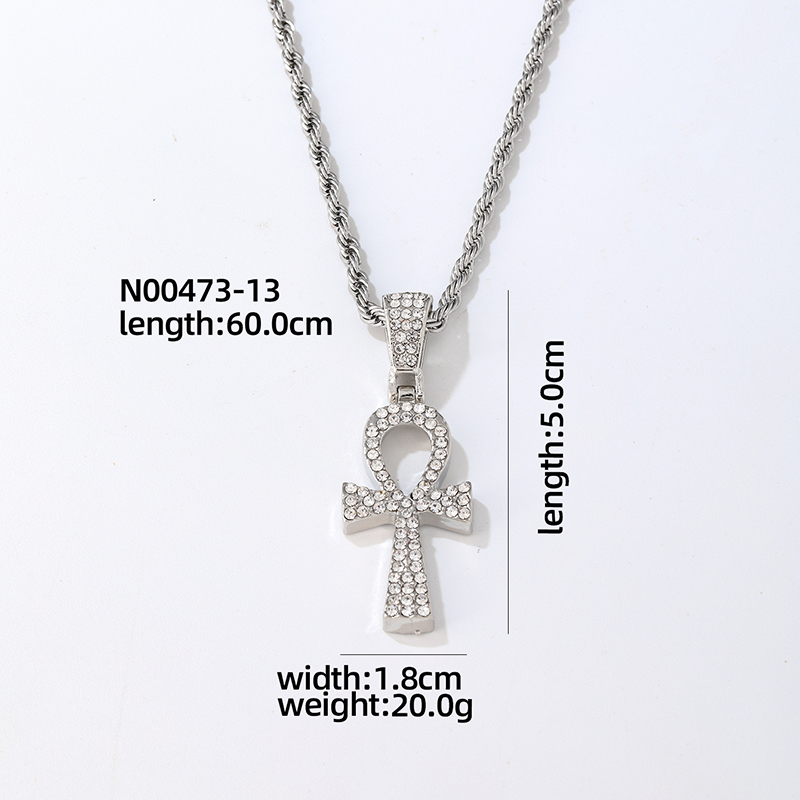 Wholesale Hip-Hop Vintage Style Rock Cross 304 Stainless Steel Copper Plating Inlay Zircon Pendant Necklace display picture 8