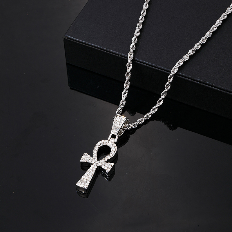 Wholesale Hip-Hop Vintage Style Rock Cross 304 Stainless Steel Copper Plating Inlay Zircon Pendant Necklace display picture 6