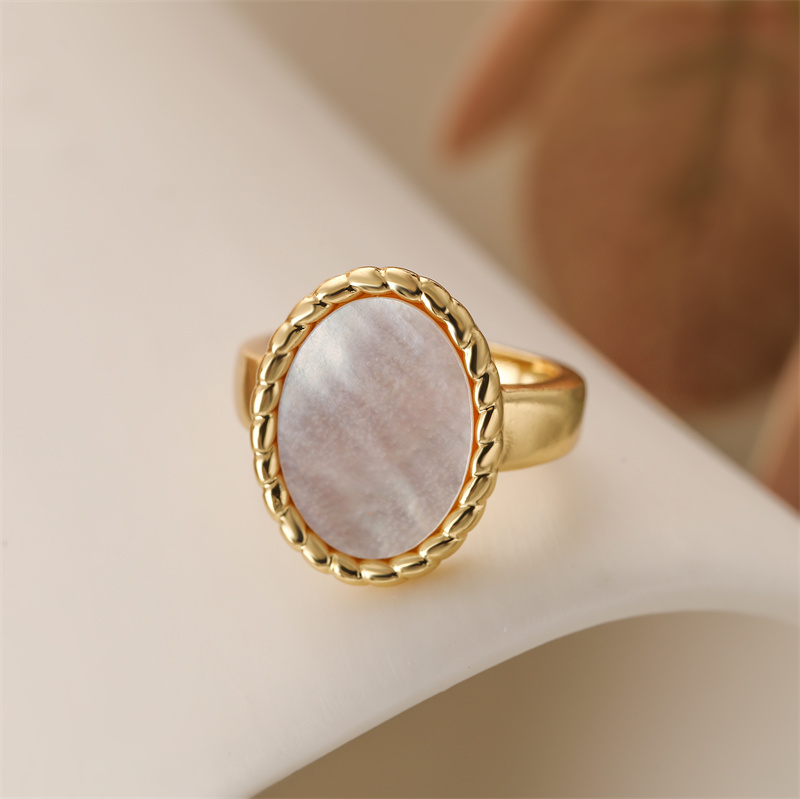 Luxurious Heart Shape Copper Plating Inlay Shell Zircon Gold Plated Open Rings display picture 3