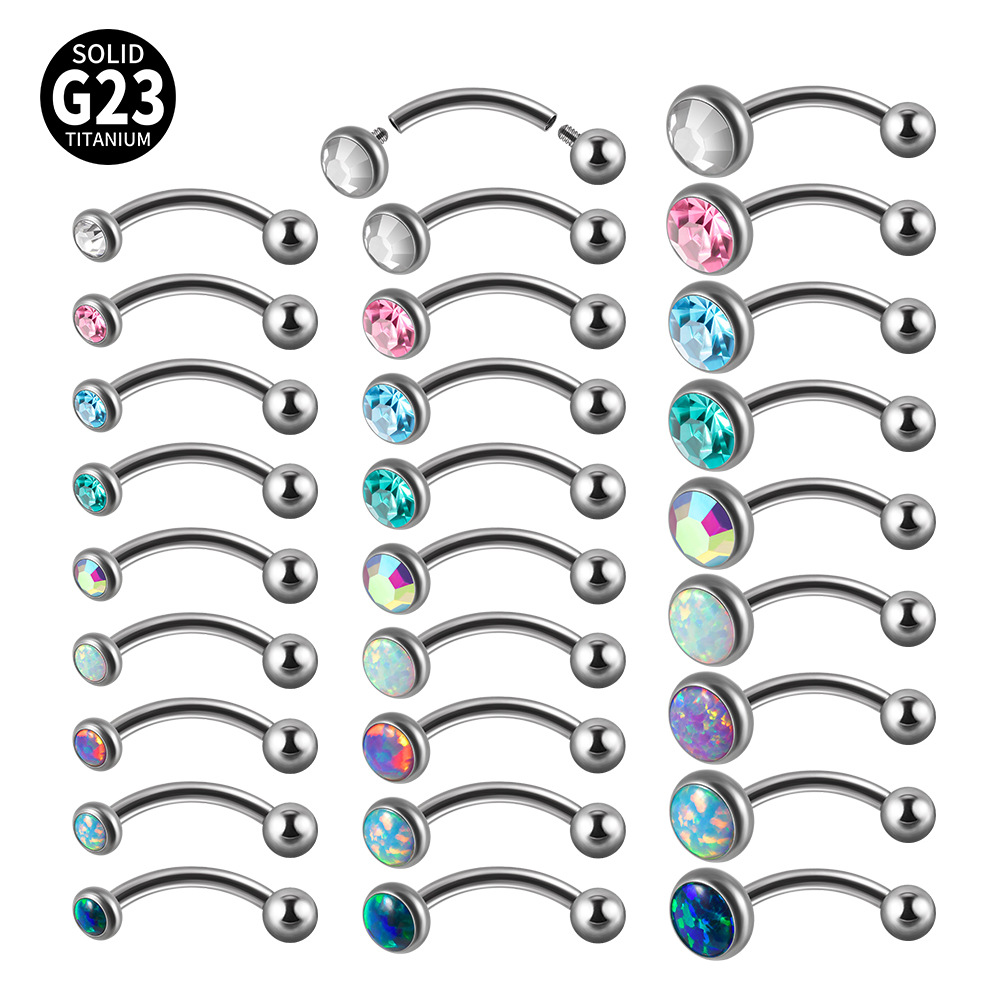 Casual Simple Style Shiny Ball G23 Titanium Zircon Eyebrow Nails Ear Studs In Bulk display picture 1