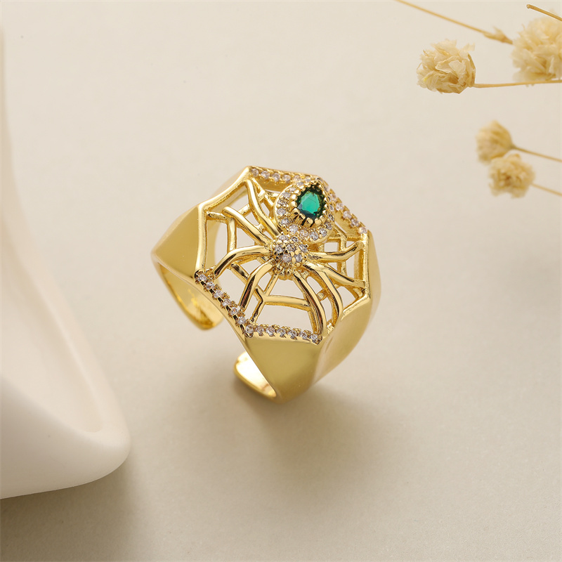 Luxurious Heart Shape Copper Plating Inlay Zircon Gold Plated Open Rings display picture 3