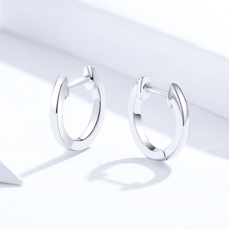 1 Paar Lässig Einfacher Stil Runden Sterling Silber Ohrringe display picture 1