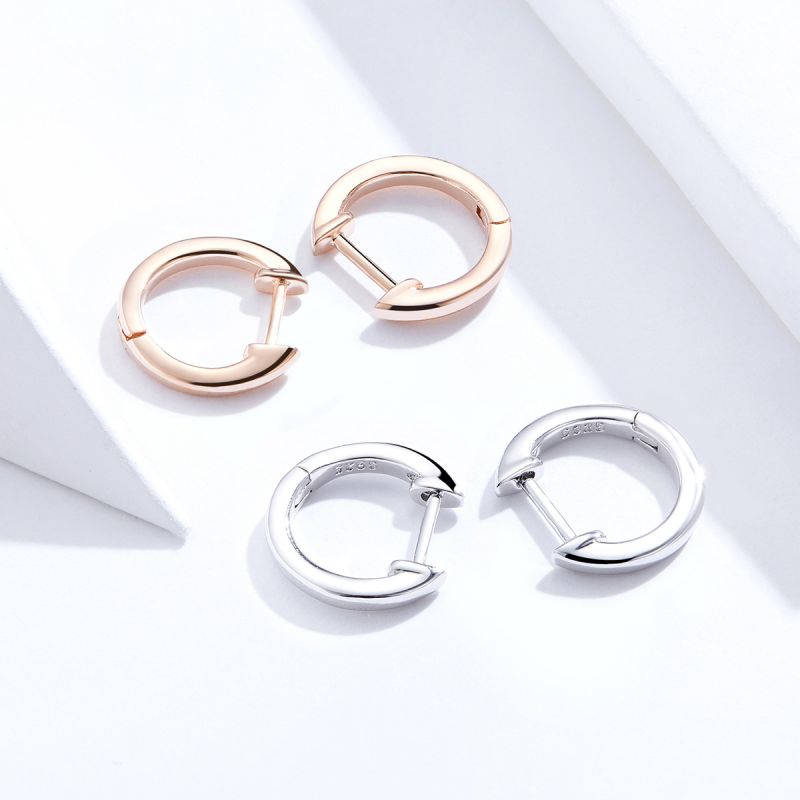 1 Pair Casual Simple Style Round Sterling Silver Earrings display picture 3