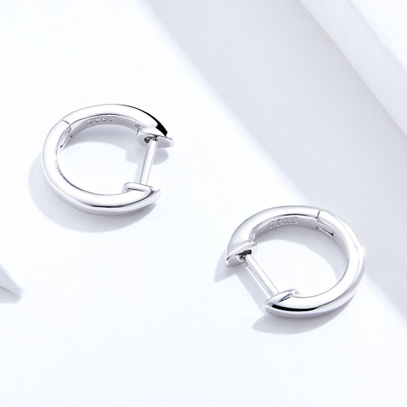 1 Paar Lässig Einfacher Stil Runden Sterling Silber Ohrringe display picture 4